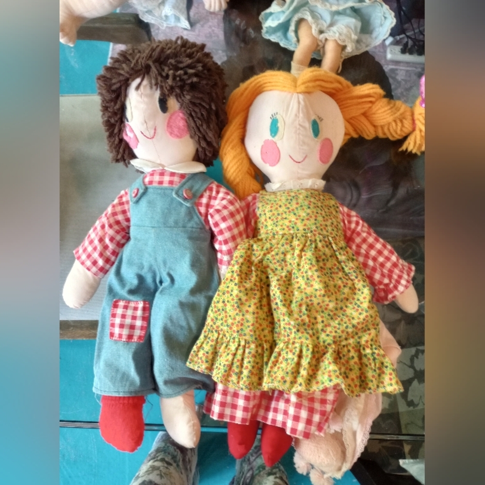 Beautiful Handmade Vintage Raggedy Ann And Andy Doll Set Circa 1970